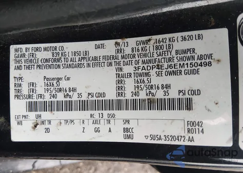 2014 Ford Fiesta Se z USA, uszkodzony, nr VIN 3FADP4EJ6EM150498